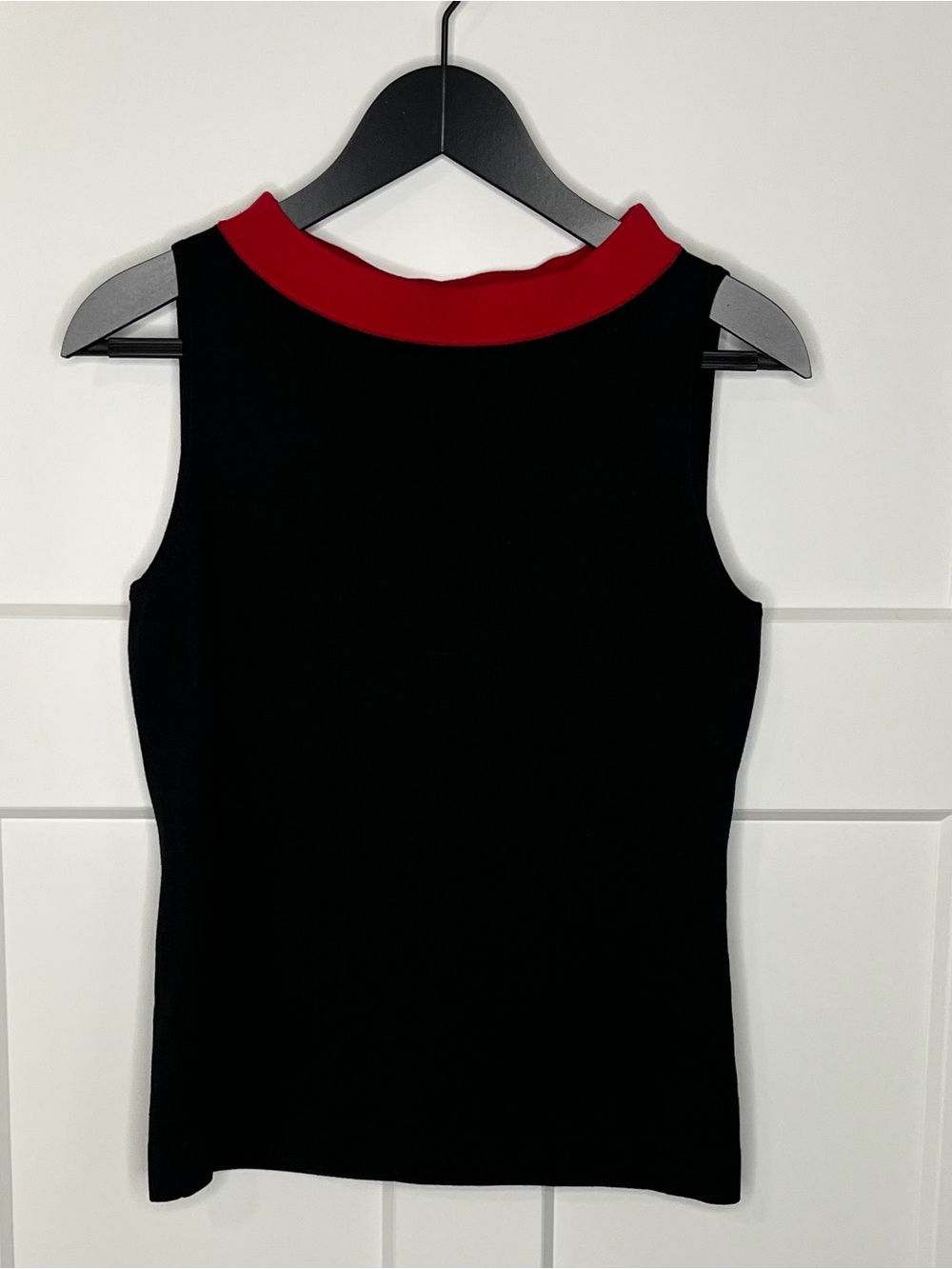 Ann Taylor Silk Blend Black Tank with Red Collar NWT Size Medium